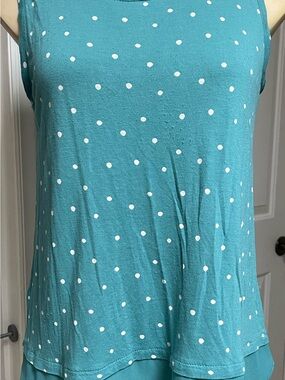 LOFT Teal Polka Dot Layered Tank Top